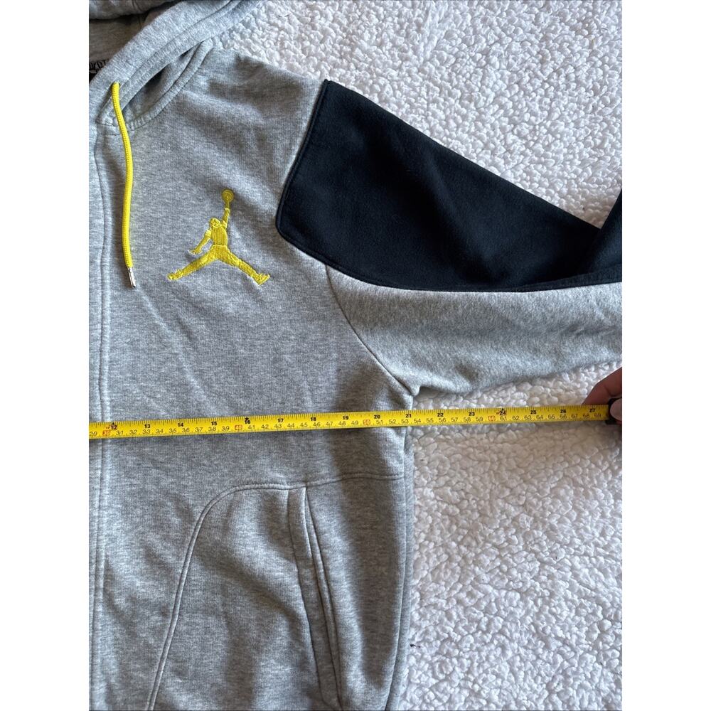 Nike Jordan Jacket Mens M Black Gray Yellow Varsity Hooded Jumpan Fleece - Picture 6 of 8
